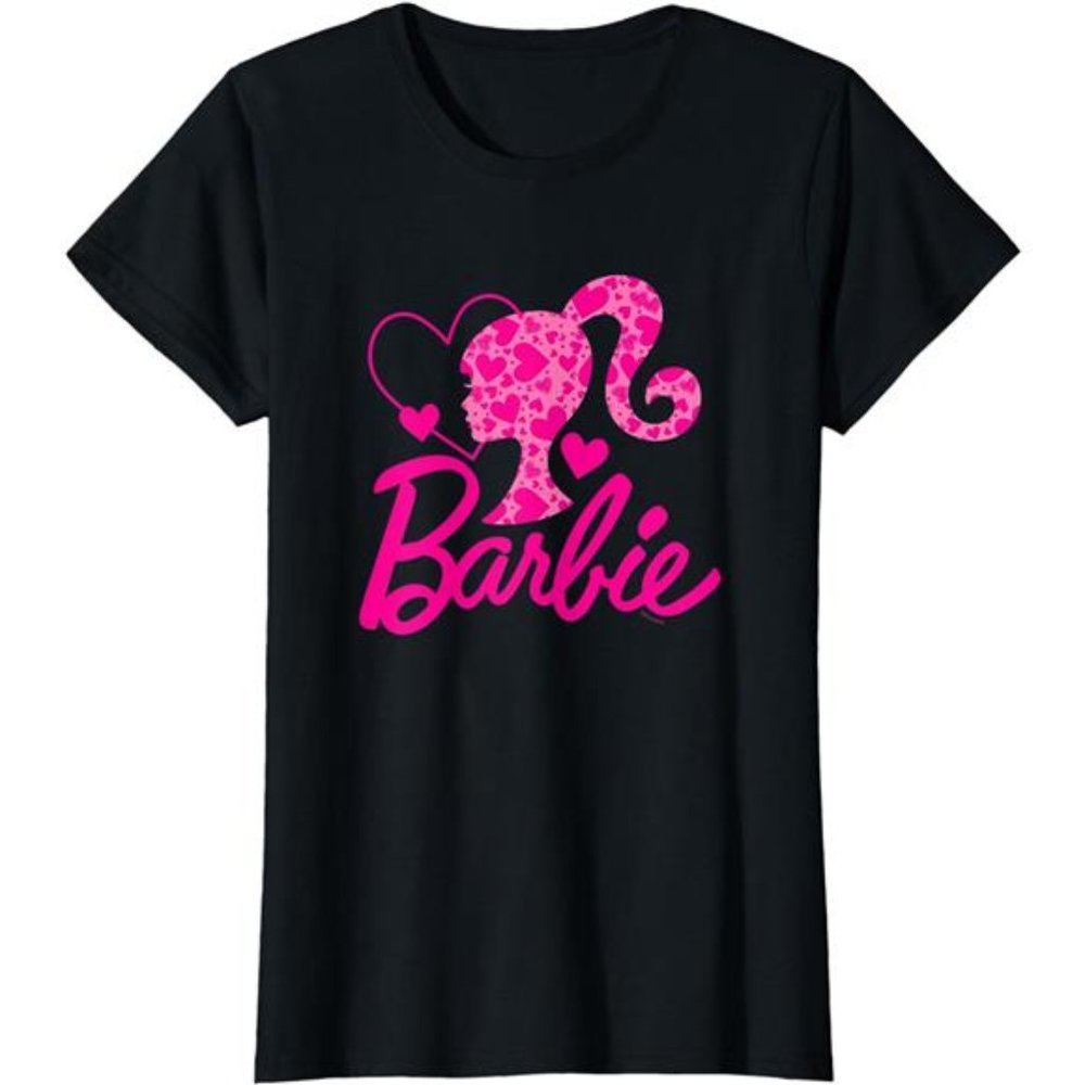 NEW Barbie Black Heart Logo Crew Neck T-Shirt - Classic Fit, Short Sleeve